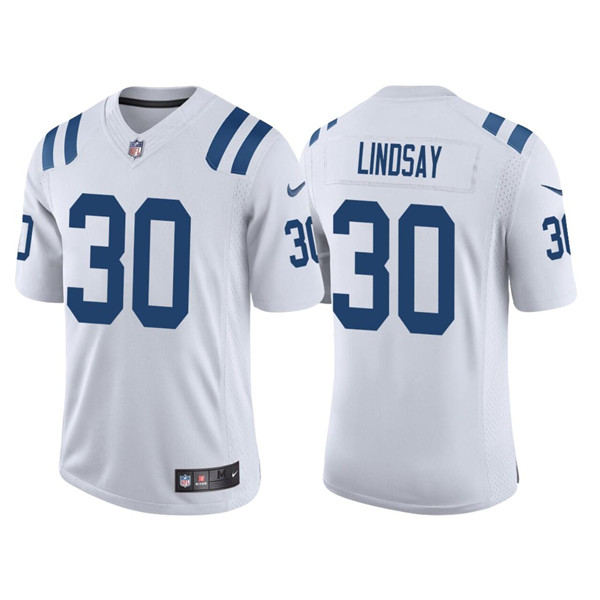 Men's Indianapolis Colts #30 Phillip Lindsay White Stitched Football Jersey